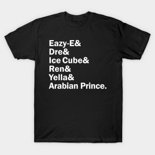 Funny Names x NWA (Dr. Dre, Eazy E, Ice Cube, MC Ren, DJ Yella, Arabian Prince) T-Shirt